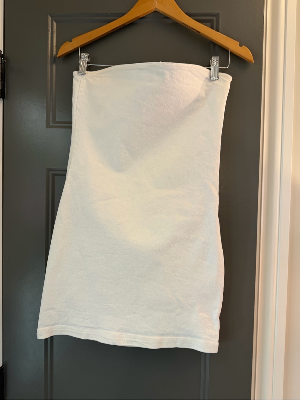 Zara White Denim Strapless Mini Dress M